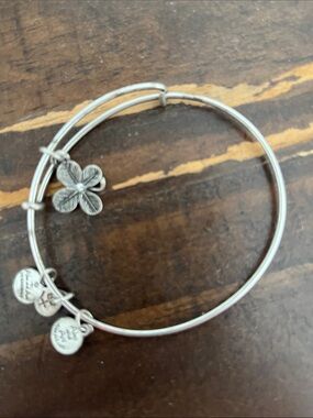 Silver-Tone Four-Leaf Clover Charm Bangle Bracelet
